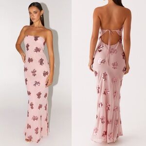 Peppermayo NWT Sweet Escape Sequin Maxi Dress Baby Pink Mauve Sz 6 & 10
